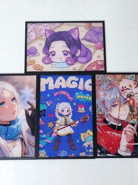 Frieren Chibi Fern Card Anime Waifu Art Oversized Board A6 Lot of 4